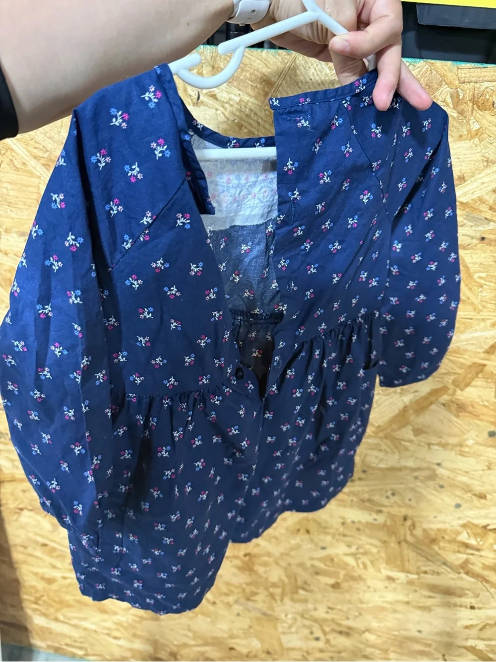 Carter's Navy Floral Dress with Pink Embroidered Yoke